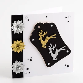 Silver Gold Glitter Reindeers Christmas Craft Festive Card Making Decoration (Pack of 12)