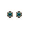 circle green-crystal stud earrings with 925 silver post for women