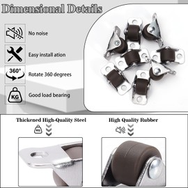8Pcs 1/2 Inch Mini Caster Wheels, Swivel Casters Set of 4, Rolling Wheels with Steel for Small Appliances, Furniture
