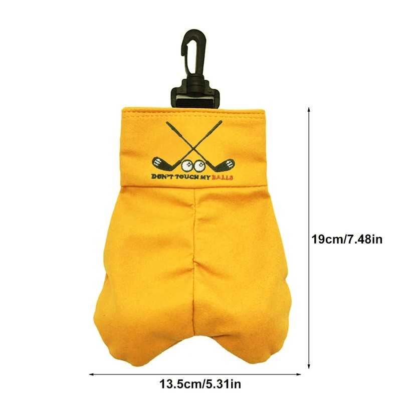 Yellow Golf Tee and Ball Holder with Carabiner Hook Holder