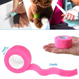 Gondiane 9 Pack 1" x 5 Yards Self Adhesive Bandage Wrap Self Stick Wrap for Ankle, Wrist, Finger, Sports, Breathable Cohesive Vet Tape for Pets (Pink)