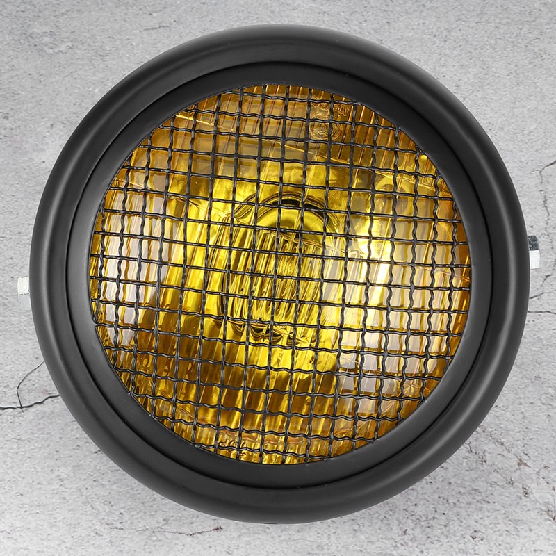 7in 55W Motorcycle Grill Headlight Retro Style Halogen Head Lamp