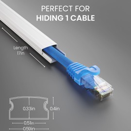 EVEO EVEO Cable Hider, 300” Cord Hider, One-Cord Covers for Wires on Wall, Cable Raceway Cord Hider Wall, Cable Cover, Cable Concealer, Wire Covers for Cords - 18x (L17” W0.59 H0.4) - White