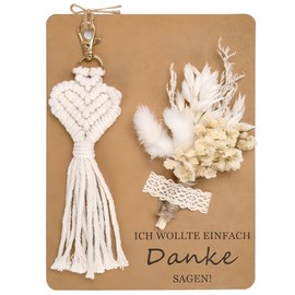 Dankeschön Geschenke Klein, Kleines Dankeschön Geschenk, Danke Geschenk mit Karte Danke, Schlüsselanhänger Makramee und Trockenblumen, Dankeschön Geschenk für Frauen, Beste Freundin, Lieblingsmensch