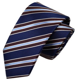 Michi Kolondon MKJ-030 Wrinkle-Resistant Bonding Processing Fabric Lined Volume, Made in Japan Necktie Brand KOSHINO Striped Pattern, 100% Silk, Unisex, navy
