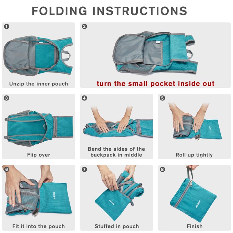 G4Free Small 10L Hiking Backpack Lightweight Foldable Rucksack Casual Hiking