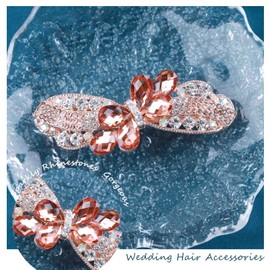 TseenYi Crystal Gemstone Hair Clip Crystal Wedding Hair Clip Gold Rhinestone Hair Clip Sparkling Bridal Decorative Head Clip Flower Headwear Jewellery for Women and Girls (with Champagne Crystal)