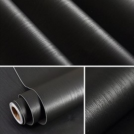 LIFAVOVY 393 in x17.7 in Black Wood Peel and Stick Wallpaper Contact Paper Self-Adhesive Vintage Wood Plank for Home Decoration