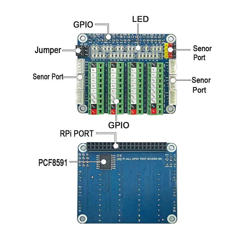 Sensor Expansion Board for 4B 3B CM4 PCF8591 LED GPIO