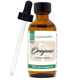 Orégano - Botella de vidrio de 2 fl oz (2.0 fl oz) con cuentagotas de vidrio - Aceite esencial 100% puro - GreenHealth