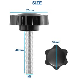 alwaiiz M8 Star Screw, Pack of 15 M8 x 40 mm Star Handle Thread Clamping Knob Star Screw Knurled Screw with Handle for Machine, Industry, Equipment