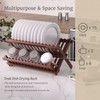 VERTORGAN Teak Dish Drying Rack,Folding Collapsible Drainer Plate Organizer Holder