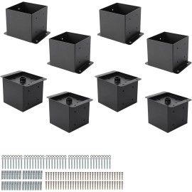 Unbranded 8PCs 6"x6" Post Base for Deck Steel Deck Post Bracket & Hardware Kit for Fence - 8pcs