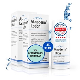 Aknederm Mattifying Face Lotion Against Pimples & Acne 2 x 30 ml - Day Lotion for Normal to Oily & Blemished Skin - Cream for Oily Skin Face Has Antibacterial & Regulates Sebum
