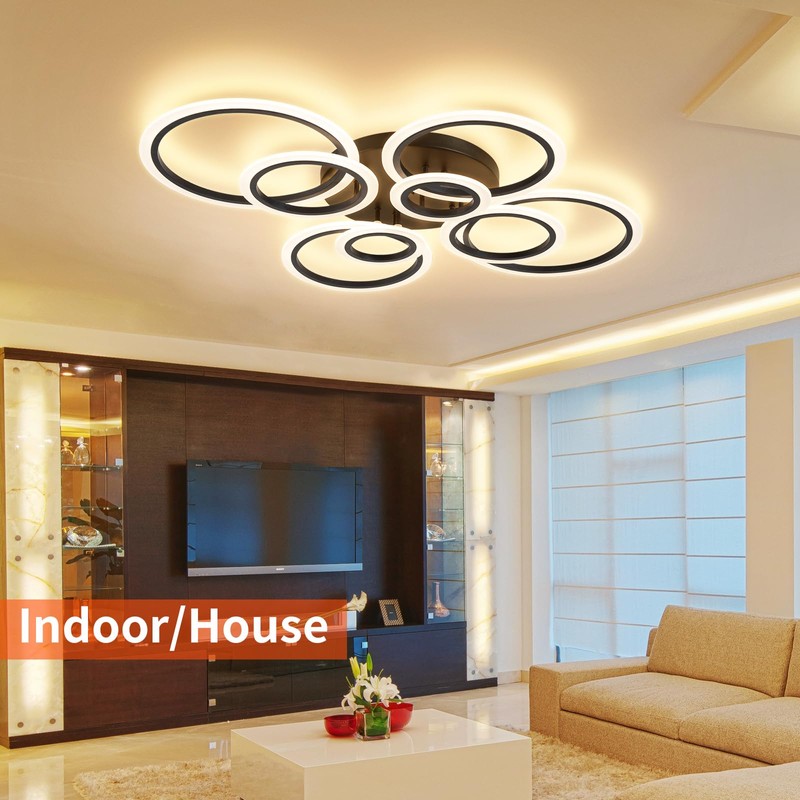 Shine LUEST Modern Ceiling Light, 41.3'' Dimmable LED Black Flush