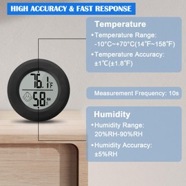 2Pcs Mini Digital Indoor Thermometer Hygrometer Meters Gauge Accuracy Room Temperature and Humidity Monitor for Reptile Humidors Jars Incubators Guitar Case Green House Fahrenheit (℉)