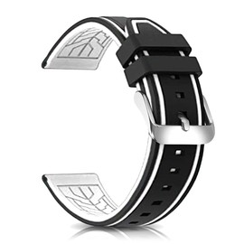 Narako Silicone Watch Bands Divers Model Replacement Rubber Watch Strap 20mm 22mm 24mm 26mm Waterproof Line Bicolor Silver Buckle for Men and Women Sport (22mm, White)