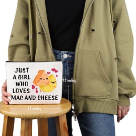 VAMSII Mac and Cheese Themed Gift Who Loves Mac and Cheese Makeup Bag Mac N Cheese Lover Cosmetic Bag Foodie Merch (Who Loves Mac and Cheese M C)