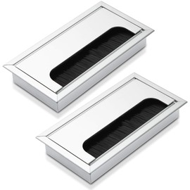 2Pcs Desk Cable Grommet Hole, Bolatus Square Desk Grommet Aluminum Cable Hole Cover 160 x 80mm Wire Hole Cover Outlet for Management Office Computer Desk Wires