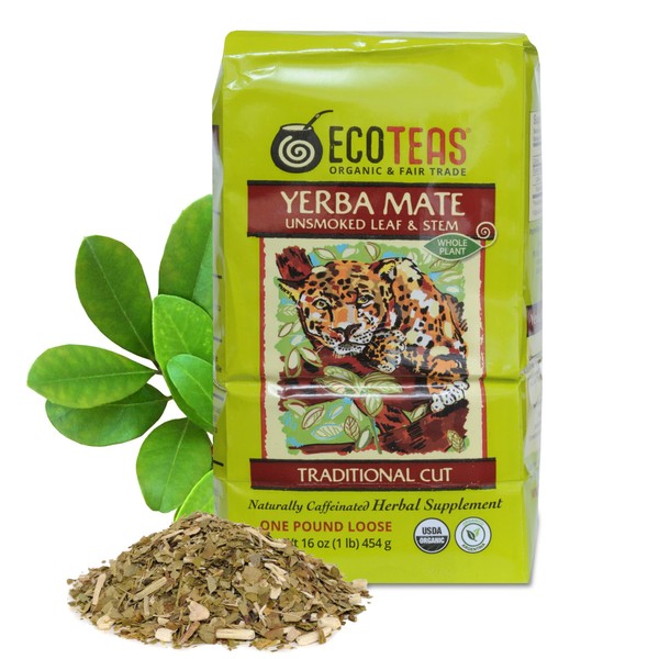 Ecoteas Organic Yerba Mate Loose Tea Traditional Cut 1 libra