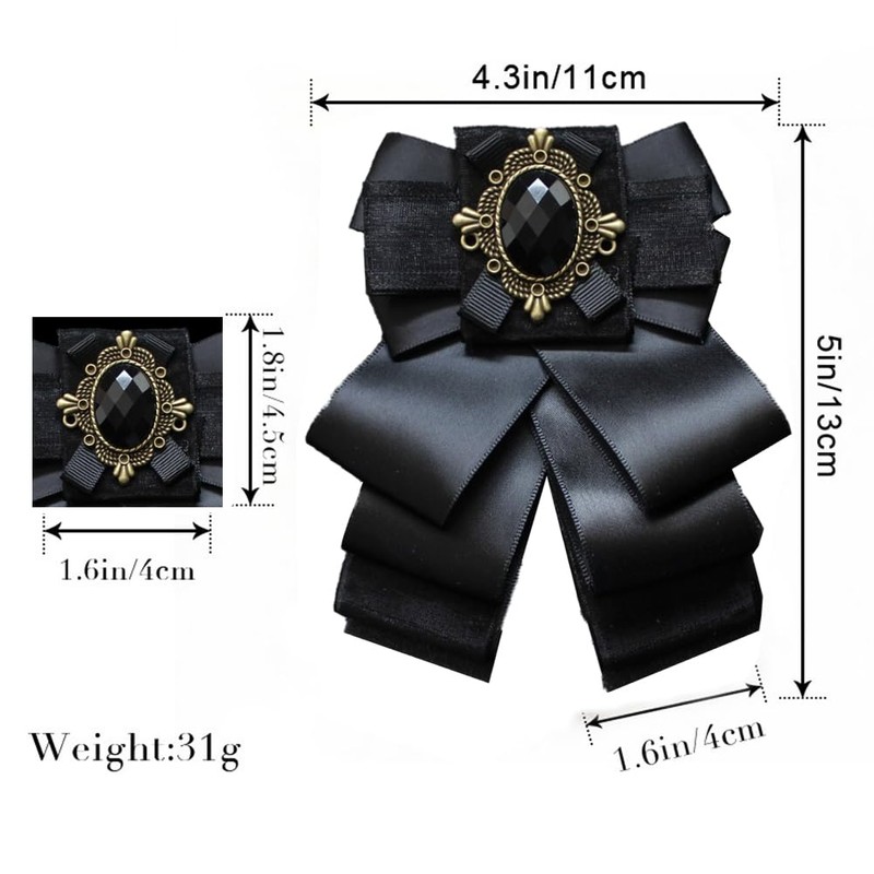 FYBownot Unisex Multi-layer Bow Tie, Uniform Ribbon, Ribbon Tie, Pin