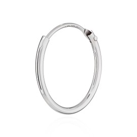 NKlaus Single 585 14 Carat Gold White Gold Creole Earrings Round Gold Earring 13 mm 2572