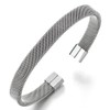 COOLSTEELANDBEYOND Elastic Adjustable Stainless Steel Mesh Cable Bangle Bracelet for
