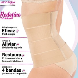 New Form Faja Postparto Envolvente Fajas Postparto 4 Bandas Postpartum Belly Wrap Larga Fajas para Mujer Varillas Flexibles Faja Postparto Cesarea Mediana Compresión Fajas Postparto Cesarea (XL)