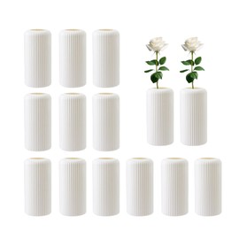 12 Pack Composite Plastic Flower Vase Bulk, 7.9" Plastic Vases for Centerpieces, White Unbreakable Vase for Centerpieces Wedding Home Table Decorations Formal Dinners