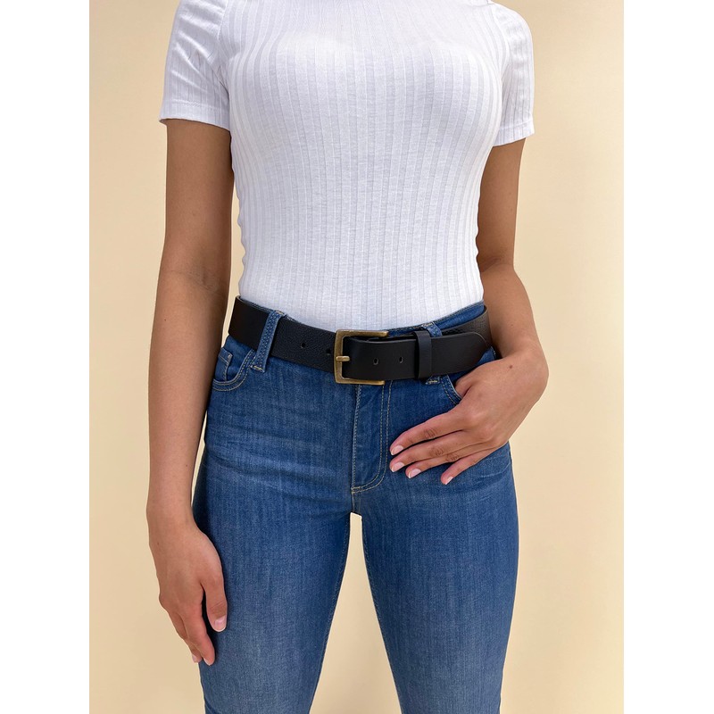 Gusti Jori Simple Leather Belt with Golden Buckle Accessories Men