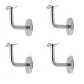 Set of 4 Handrail Holders, Stainless Steel Handrail Brackets, Handrail Wall Brackets, for Building Safety Protection for Staircases, Hallways, Bathrooms etc. (Silver)