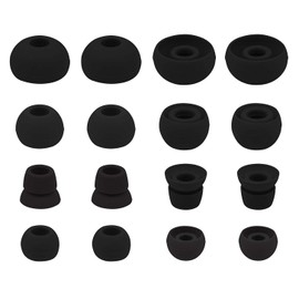 Rayker Replacement Eartips for Powerbeats 3 Powerbeats 2 Headphone, Soft Silicone Earbud Tips, Small/Medium/Large/Double Flange Size Inlcude, 8 Pairs, PB, Black