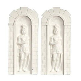 Melody Jane Dollhouse 2 Roman Soldier Niche Wall Decor Panels Miniature Garden Accessories