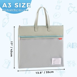 A3 Document Bag Mesh Zip Wallets File Folder Zipper Bags Waterproof Plastic Wallets for Student Office Art Supplies Travel Storage Pouch (Green)