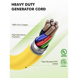 50 Amp 25Feet Generator Cord and Power Inlet Box Combo Kit, UL Listed, NEMA 14-50P Male to SS2-50R 125/250V Twist Locking with Inlet Box for RV Camper and Generator to House