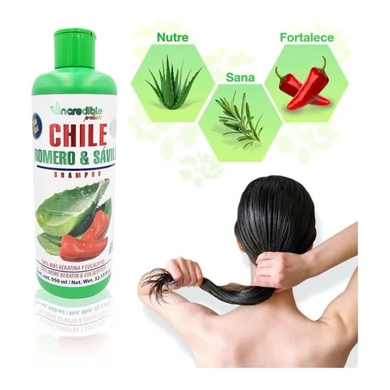 Shampoo De Chile Romero Y Sábila Para Crecimiento Acelerado.