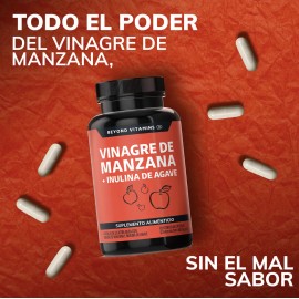 Vinagre De Manzana Con Inulina De Agave - 60 Cpsulas De 600 Mg  Sin Saborizante  Vitaminas Mujer  Hombre - Candida Cleanse - Gomitas Vinagre Manzana  