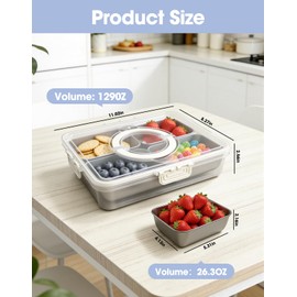 WanshengLe 4 Compartment Stainless Steel Snackle Box 3.82L with Lids and Handle, 4 PCS Dishwasher Safe & Detachable Snacklebox, 4 Compartment Divided Storage Organizer for Snacks Fruit Nuts