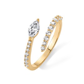 PAVOI 14K Yellow Gold Plated Cubic Zirconia Crossover Stackable Ring for Women | Marquise CZ Open Twist Eternity Band | Size 9