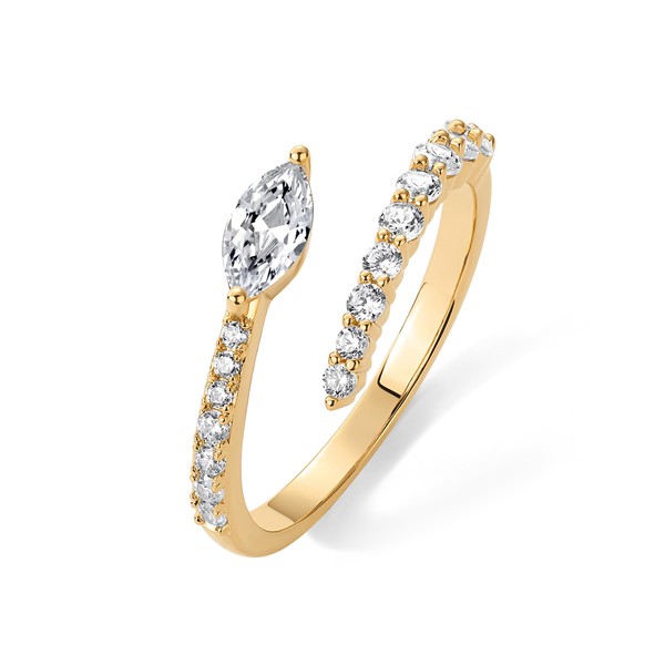 PAVOI 14K Yellow Gold Plated Cubic Zirconia Crossover Stackable Ring