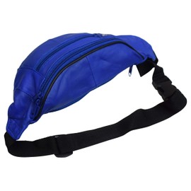 Genuine Leather Fanny Pack Pouch Waist Bag Slim Design (Royal Blue)