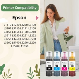 NEXTPAGE 103 Ink for Epson EcoTank 103 Compatible with Epson EcoTank L1110‎ L1210 L1250 L3100 L3101 L3110 L3111 L3150 L3151‎ L3156 L3160 L3210 L3211 L3250 L3251 L3252 L3260 L3550 PrinterY (4 Pack)