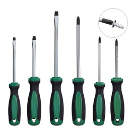 Relaxdays Set of 6 Set, 3 Slot, 3 Cross Head, Magnetic Screwdrivers, Professional Tools, Chromium Vanadium, 25 x 3 x 3 cm