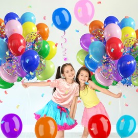 Colourful Birthday Balloons, 60 Pieces, 12 Inch Balloons, Colourful, Pink, Red, Blue, Rainbow Latex Balloons, Helium Colourful Balloons for Birthday, Wedding, Baby Shower, Girls, Boys, Party