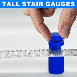 Stair Gauges for Framing Square, Non-Slip Framing Square Stops with Rafter and Holder, Carpenter Tools Anti-Skid Guide Stringer Layout Tool, Aluminum Alloy Stair Gauge Knob for Circular Saw (Blue)