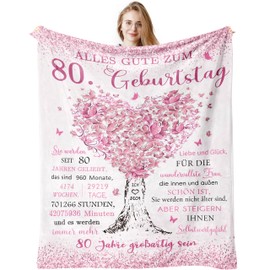Jinmaple 80 Geburtstag, 80 Geburtstag Geschenke Frauen, 80. Geburtstag Frau, Geschenke Zum 80 Geburtstag Frau, Geschenk 80. Geburtstag Frau, 80 Geburtstag Deko Decke 150x130CM
