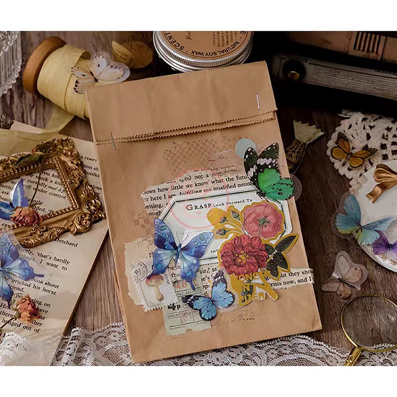 Kurimi Stickers Set of 40 Butterflies, Foil Stamping, Wrapping, Stylish,