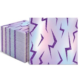 Romooa 100 Pcs Kpop Themed Napkin Bulk Purple Lighting Paper Napkin 6.5 x 6.5 Inch Rainbow Gradient Paper Korean Idol Movie Decoration for Birthday Fan Get Meetup Movie Watch Party Supplies