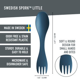 Light My Fire Spork Little 2-in-1, 2-Pack Strong Plastic Cutlery Camping Spork Kids Cutlery Set 2-3 Year Old Camping Accessories BPA Free Sporks Reusable Travel Cutlery Set, HazyBlue/Dustypink