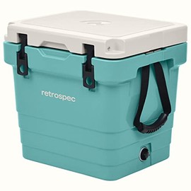 Retrospec Palisade Rotomolded 25 Qt Cooler - Fully Insulated Portable Ice Chest with Built in Bottle Opener, Tie-Down Slots & Dry Goods Basket - Large Beach, Camping & Travel Coolers - Blue Ridge